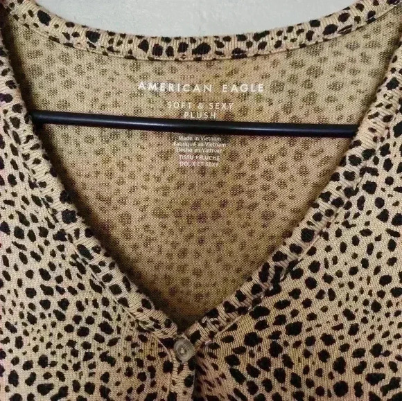 American Eagle soft & sexy plush cardigan leopard size xs brown - Picture 3 of 4